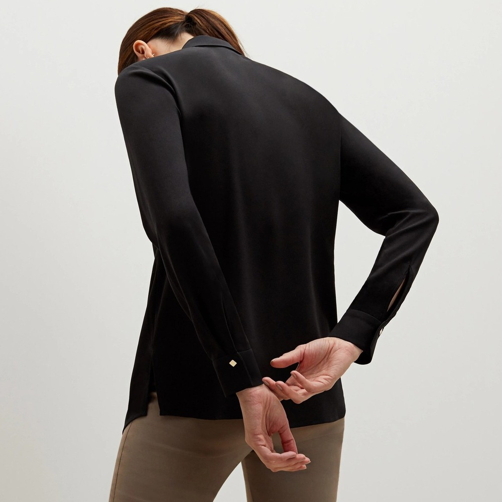 NEW MM Lafleur Black The Lagarde 3.0 Shirt Blouse Crepe Minimalist Size 12 - Picture 2 of 15